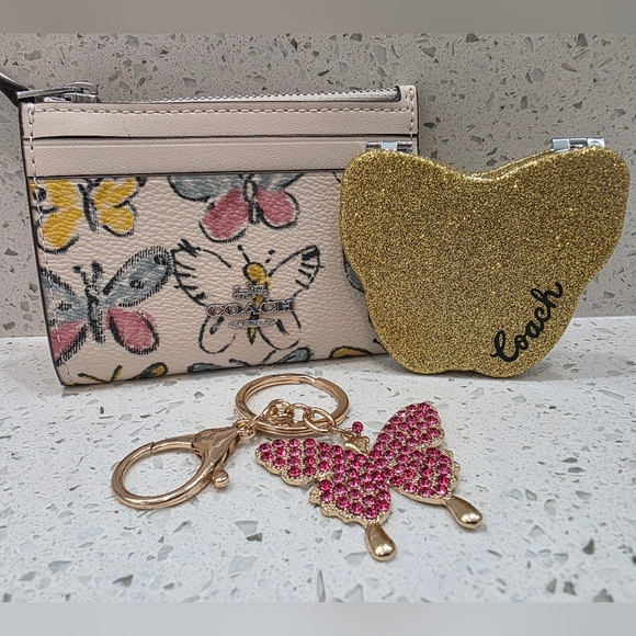 Coach Handbags - Coach Butterfly Card Case/Key Holder With Cosmetic Mirror & Bag Charm - New